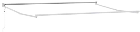 Favemtsl Tenda da sole estensibile con braccio articolato, 450 x 300 cm, telaio in alluminio bianco, per terrazza e giardino, con manovella, robusto telaio parasole per esterni