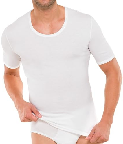Schiesser 205145 Men's Undershirt Half Sleeve 1/2 Fine Rib Box, White, 3X-Large