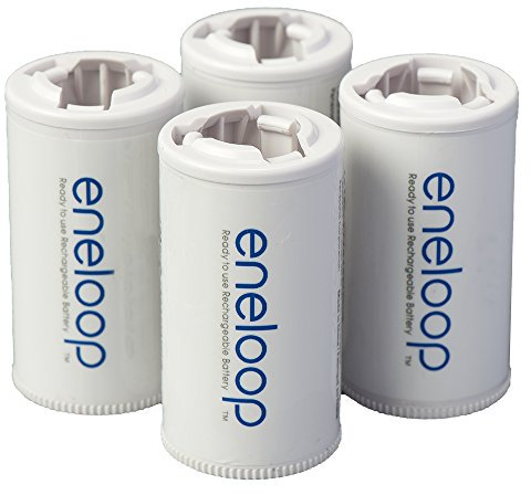 Panasonic BQ-BS2E4SA eneloop C Size Battery-Adapters for Use With eneloop Ni-MH-Rechargeable AA Battery Cells, 4 Pack