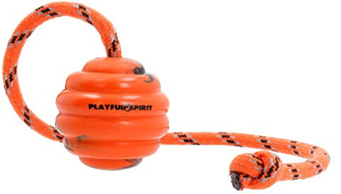PlayfulSpirit Durable Natural Rubber Ball on a Rope - Perfect Dog Training, Exercise and Reward Tool - Medium Size Dog Toy for Fetch, Catch, Throw and Tug War Plays – Happy Playtime Guaranteed