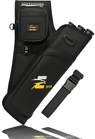 Sunya köcher für Pfeile. Inklusive Tab und Release Taschen und Nylon Gürtel. Bogen köcher feldköcher seitenköcher (schwarz)