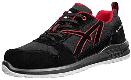 ALBATROS Clifton ST Låg fritidssko arbetssko O2 ESD SRC halkfri metallfri unisex, Svart röd, 41 EU