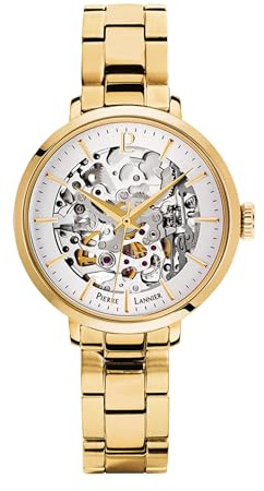 Pierre Lannier Automatikuhr für Damen, Stahl, vergoldet, 305D528, Schwarz, Armband