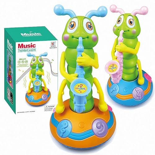 1 Piece Funny Twisting Dance Toy with Light, Electric Dancing Singing Caterpillar Toy, Activity Sensory Toys for Kids Toddlers, Random Color (Battery Not Included)