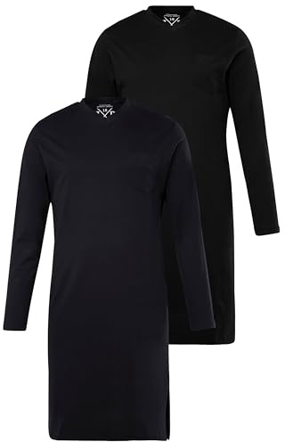 JP 1880 Nachthemd, V-Ausschnitt, DP Camisa de Noche, Schwarz, 5X-Large para Hombre