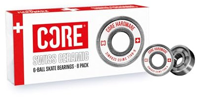 CORE SWISS Skate-Kugellager, versiegelt, Premium-Kugellager 608, für Skateboards, Longboards, Stunt-Scooter und Rollschuhe, mehrfarbig, 8 Stück, SWISS