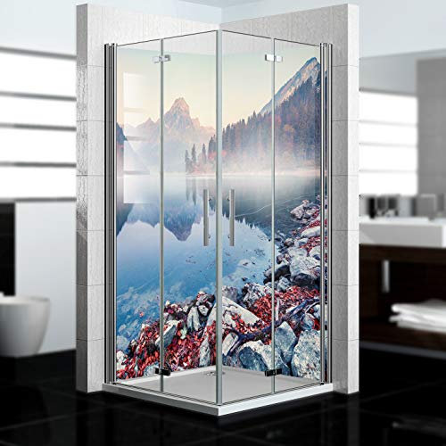 dedeco Pannello posteriore doccia impermeabile, motivo: Monte V3, 2 x 100 x 200 cm, come pannello posteriore per il bagno per la sostituzione delle piastrelle, come parete decorativa, rivestimento da