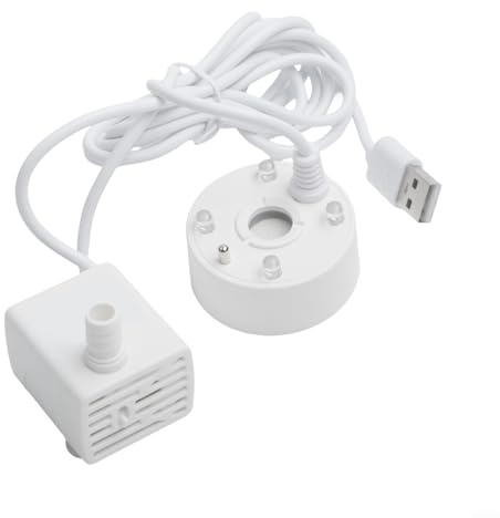 TDCuizent Umidificatore USB per pompa dell'acqua e nebulizzatore con atomizzatore integrato, alimentatore da 5 V, luci LED che cambiano colore, macchina per nebbia all-in-one, per decorazione