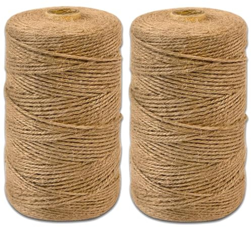BetterJonny 400 m Jute Twine Jute Yarn 2 mm Brown Jute Twine Natural Fibre Jute Yarn Parcel Cord Natural Fibre for Crafts, Garden and Pictures Plants (2 mm x 200 m)