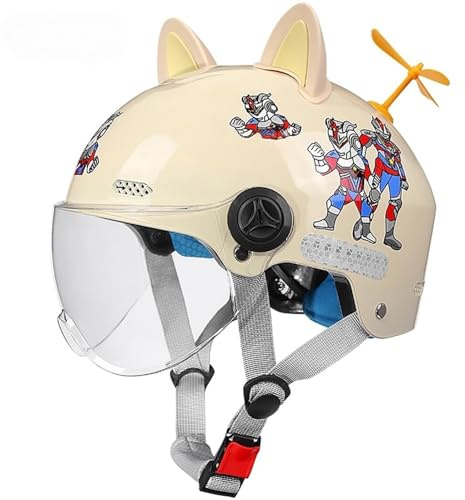 Söt Barnmotorcykelhjälm Öppen Halvhjälm Barn Pojkar Flickor 3-14 År ATV-Hjälm För Ungdomar Dirtbike Motocross Skoter Gokart, ECE-Godkänd G,49-54cm