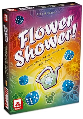 NSV - Flower Shower - Juego de Mesa de Dados y Estrategia, 1-4 Jugadores, +8 Años, Juego Rápido de 20 Minutos