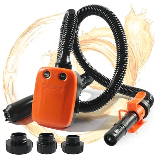 Bränslepump, transferpump med automatisk stoppsensor, batteridriven bränsletransferpump, bensinpump med 3 adaptrar och slang