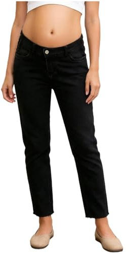 Sywiyi Graviditetsjeans skinny jeans gravida jeans gravidjeans över magen denimbyxor med fickor mammabyxor vardag, svart, XXL