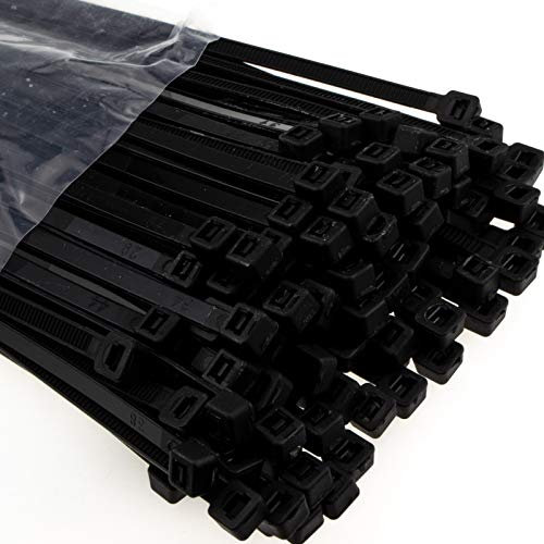 enTie Black Cable Ties 4.8mm x 300mm Nylon 66 UL Approved [100 Pack] [300mm x 4.8mm]