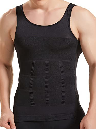 HANERDUN Men Compression Shirt Slimming Body Shaper Vest Tummy Control Tops | Shapewear, Abdomen Undershirt, Base Layers, Compression Tops, Sleeveless Workout Tank Top, Mens Base Layer, Slim Vest