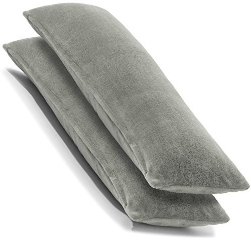 CelinaTex 2er Set Kissenbezug 40x145 cm Doppelpack Coral Fleece Kissenhülle, Seitenschläferkissen Bezug Stillkissenhülle Comfortable Silber 5001367