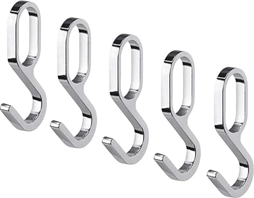 GedoTec Metall Kleiderhaken für Schrankstange | OVAL | 5 Stück - Metall-Haken zum Einhängen | Stahl verchromt poliert | passend für ovales Schrankrohr 30 x 15 mm | Kleider-Haken für Kleiderstange