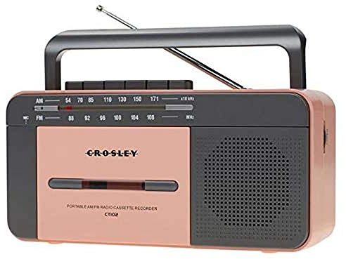 Crosley CT102 Portable Cassette Player & Recorder with AM/FM Portable Radio - Retro Bluetooth Music Player with Built-in Microphone, Auto-Stop & Speaker - Battery or Mains Powered for Home & Travel