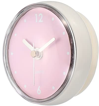 PATIKIL Impermeable Baño Reloj, Batería Operado Silencioso Mini Pared Relojes con Blanco Ventosa para Ducha Cocina Hogar Decoración, Rosa
