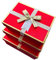 Rot glitzernde Geschenkbox, 3er Set rechteckige Geschenkboxen mit goldener Schleife - Verpackungsbox geeignet für Blumen, Geschenke aller Art, für Verliebte, Kinder, Senioren, Freunde (Rot)