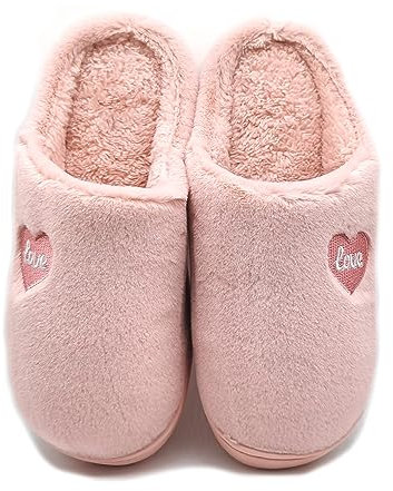 P&L ITALY COLLECTION Zapatillas De Estar por Casa Mujer Invierno Pantuflas Antideslizantes Calido Termico Algodón 220 (Pink Love, numeric_3839)