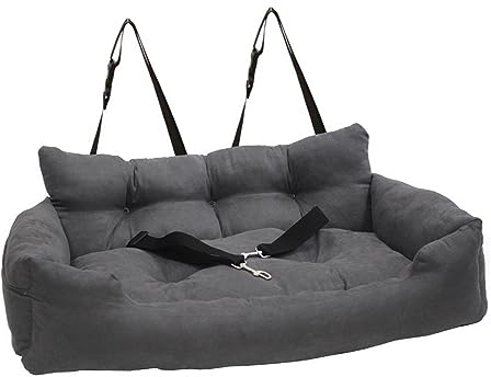 JISADER Hunde-Sitzerhöhung, Hunde-Autositz-Schutz, abnehmbares Kissen, Sicherheitsleine, Nest für große Hunde oder Zwei Hunde,