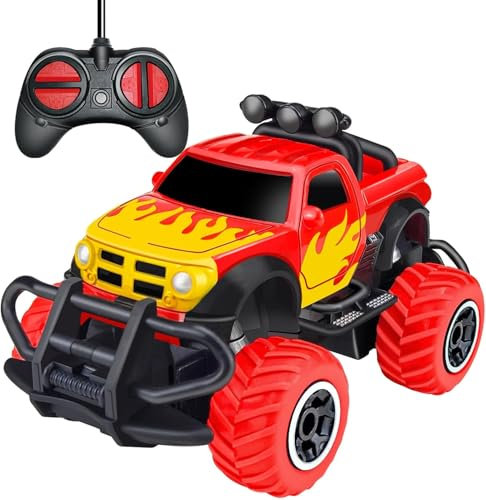 Hymaz Remote Control Cars Boys Toys for Age 3 4 5 6 7 8-12 Year Olds Boys Girls Gifts, Monster Truck Toys for Kids Toddler, RC Car Indoor Outdoor Games Birthday Presents (Red)
