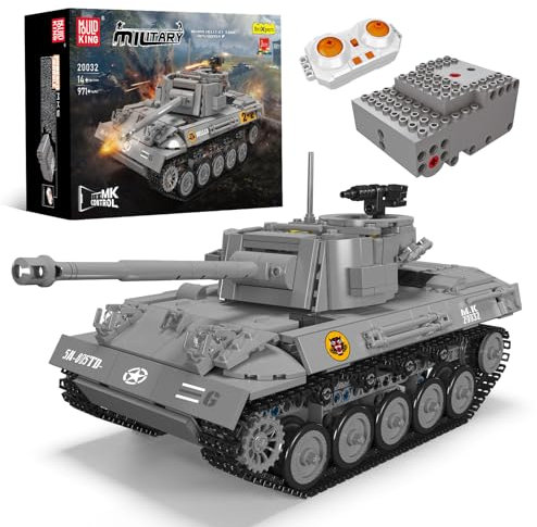 Mould King 20032 MOC Technik M18 Panzer Klemmbausteine Bausatz Kit，Ferngesteuert Transporter Panzer mit Elektrischem Gyroskop und Sound, Bausatz Set für Jugendliche/Erwachsene (971+ PCS)