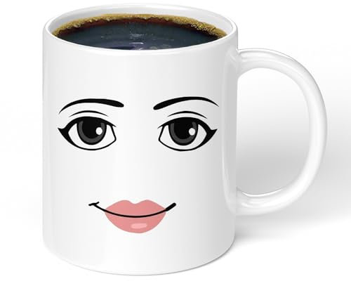 WSeltrium 350ml Mug Blanc Tasse à Café en Céramique avec Expression du Visage, Cadeau Créatif