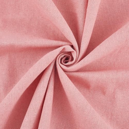 CABODYALS 1.5 m Lungo Rettangolo Rosa Solido Cotone Lino Ricamo Tessuto Cucito Quadrato Tela Morbida Traspirante Panno per Cucire Fare Vestiti Accessori per Indumenti Fai da Te Articoli Artigianali