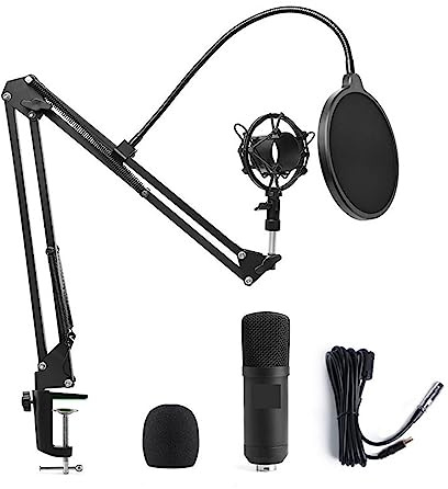 YQVEOT Tarjeta de Sonido, Interfaz de Estudio de grabación Profesional de Condensador de micrófono, micrófono de Podcasting de Tarjeta de Sonido(A03 Microphone)