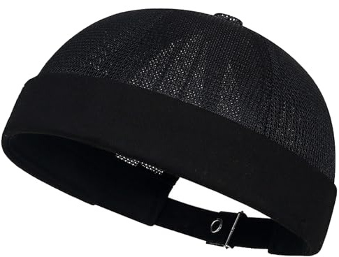 Cappello cap Uomo Moda Mesh,Cappello Uomo Senza Visiera Casual,Berretto Unisex Estivi in Rete Senza Tesa,Cappello Uomo Classico Regolabile Marinaio (Nero)