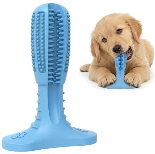 Dog Toothbrush Chew Toy – Natural Rubber Dental Care Stick for Teeth Cleaning & Gum Massage Blue