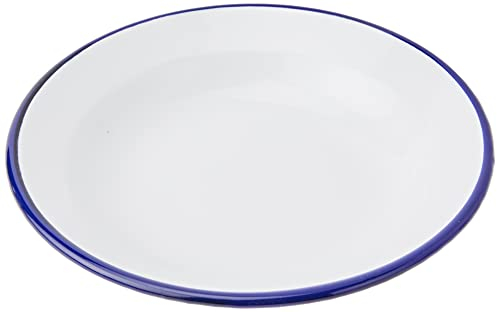 Ibili Plato Hondo 22 CMS, Stainless Steel, Blanco y Azul, 22 x 22 x 4 cm