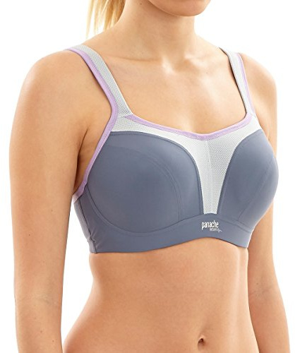 panache Women's Full Cup Plain Sports Bra, Grey, Size: 40GG