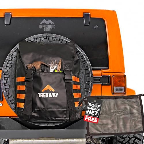 Offroading Gear Neumático de repuesto impermeable de 4 x 4, bolsa de basura y bolsa para portón trasero con organizador de asiento, gran capacidad para accesorios todoterreno, SUV, RV, Jeep, Overland,