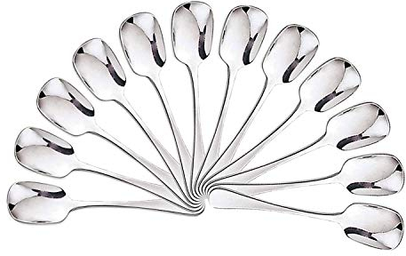 Mr. Spoon Minimal Collection Set di Posate da Portata in Acciaio Inossidabile - 12 palette per Gelato in Acciaio Inossidabile 14,5 x 3 cm