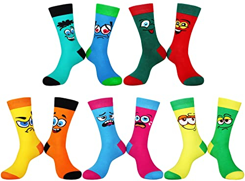 Jeasona 5 Paare Lustige Socken Herren 43-46 Set - Bunte Baumwolle Motiv Socken - Witzige Geschenke für Männer