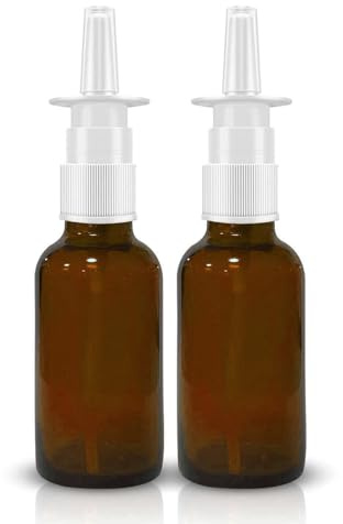 VIGOR PATH Glass 1 oz Nasal Sprayer - Empty, Refillable, Travel-Sized Solution for Saline Applications - Quality Glass Construction! (Amber)