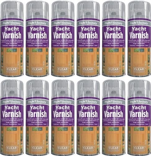 12 x 400ML Yacht Varnish Clear - Wood Varnish Professional Gloss Finish Spray Wood Color Paint