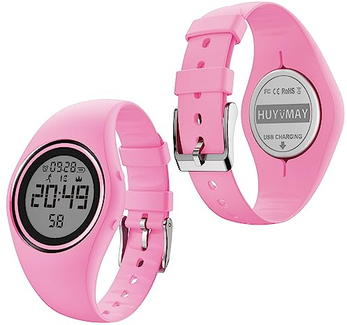 HUYVMAY Fitness Schrittzähler Uhr ohne App und Handy, IP68 wasserdichte Digitale Armbanduhr mit 2 Wecker, Stoppuhr, Countdown Stoppuhr, Distanzzähler, Kalorienzähler, Schritt Tracker für Damen/Kinder