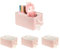JUNLAI 4 Pcs Storage Baskets with Handles, Foldable Pink Storage Boxes, Fabric Wardrobe Storage Basket for Office & Home, Book, Clothes, Toys（Pink, Medium）