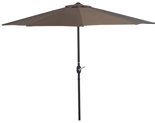 Outsunny Ombrellone da Parete Semicircolare con Apertura a Manovella, Ombrellone Mezzaluna Salvaspazio per Terrazza e Balcone, Caffè