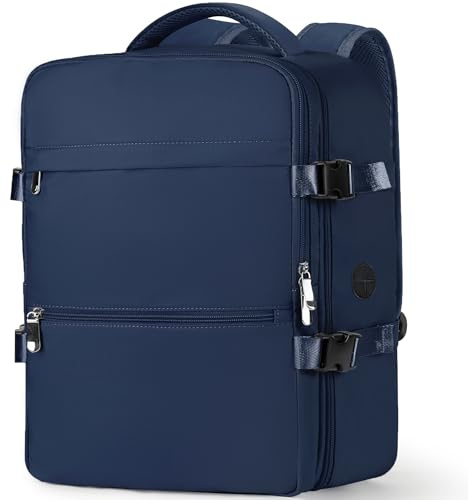 WOUIYO Mochila Viaje Cabina Avion 45x36x20 Para Easyjet 30L Mochila de Viaje Equipaje de Mano Mochila 45x36x20 Maletas de Viaje Cabina para Portatil de 15.6 Pulgadas (Dark Azul)