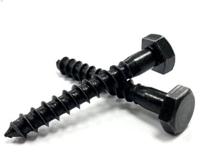 RADSO M5 Hex Head Coach Screws Wood Lag Bolt -Black Passivated- For Wood, Masonry, Brick, Concrete, Shelving, Wall Mounting, Fastening, Installation and other Indoor Projects (5mm x 50mm)-Pack of 10