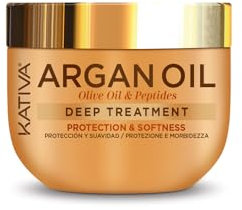 Kativa Argan Oil Olive Peptides Mascarilla 300 gr | Tratamiento Intensivo Reparador | Mascarilla Pelo | Tratamiento Hidratante Cabello | Protección, Suavidad y Brillo | Aceite de Argán Orgánico