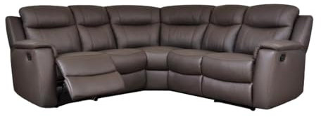 Vente-unique - Canapé d'angle Relax Cuir Evasion - Marron