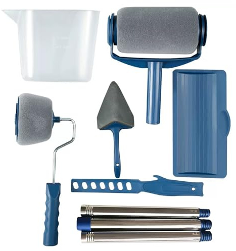 SHYICHENG 7 teiliges Malerset Farbroller Set mit Teleskopstange & Zubehör für Wand und Decke