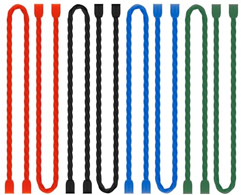 LOIUO 12-Inch Silicone Twist Ties 8PCS Reusable Cable Ties Steel-Core Straps Rubber Organizer All Purpose Bendable Cord for Indoor Outdoor Bundling Holding Securing and Wrapping Cables (4 Colors)