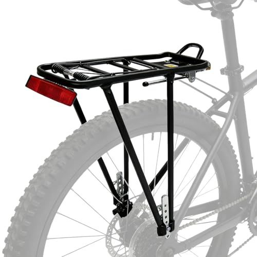 Gepäckträger Mountainbike, Fahrrad Gepäckträger, Fahrradgepäckträger, Verstellbarer Aluminium Fahrrad Mit Reflektor, Maximalbelastung 20 K Ideal Für 26-29 Zoll Citybikes & Mountainbikes(Schwarz)